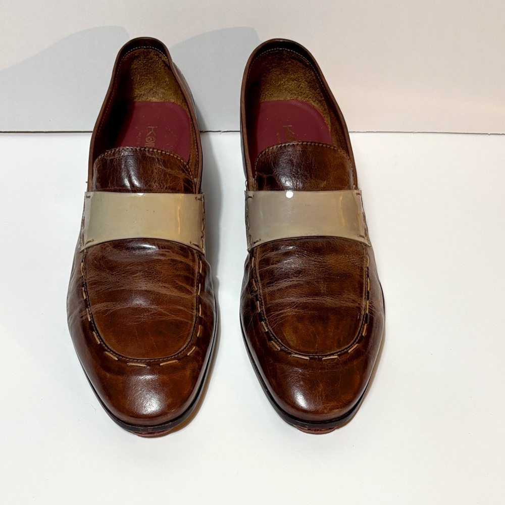 Koi Brown Leather Loafers with Cream Band 
Size 44 (10/10.5)
 7.5/10 condition - Picture 3 of 11
